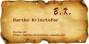 Bartko Krisztofer névjegykártya